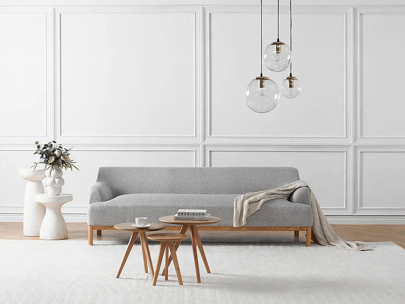 Canapé 3 places SOSJO Tissu Gris clair