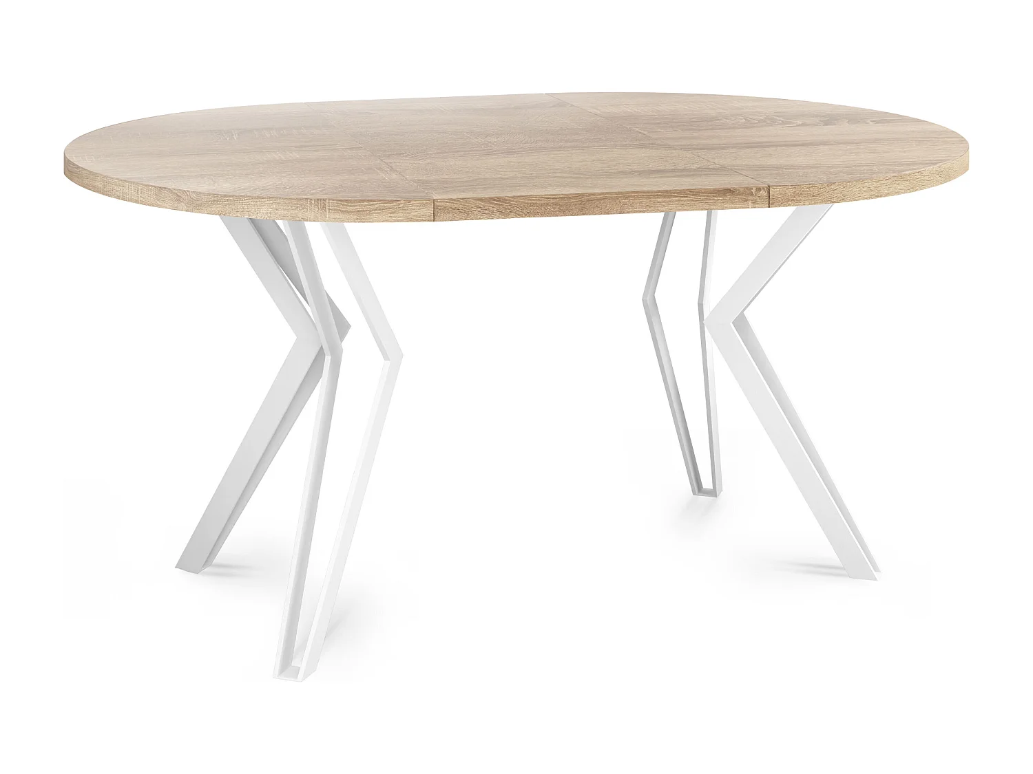 Runder Tisch für das Esszimmer - 100 oder 120 cm Durchmesser - Ausziehbarer Tisch mit Pulverbeschichteten Weißen Metallbeinen - 120 cm - Sonoma Eiche