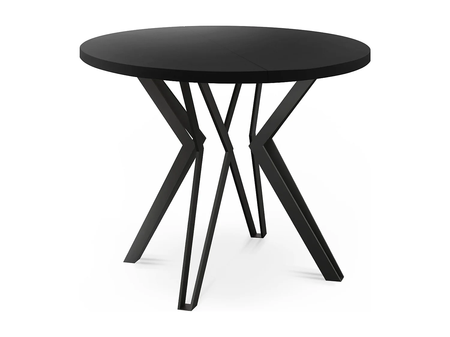 Runder Tisch für das Esszimmer - 100 oder 120 cm Durchmesser - Ausziehbarer Tisch mit Pulverbeschichteten Schwarzen Metallbeinen - 120 cm - Schwarz