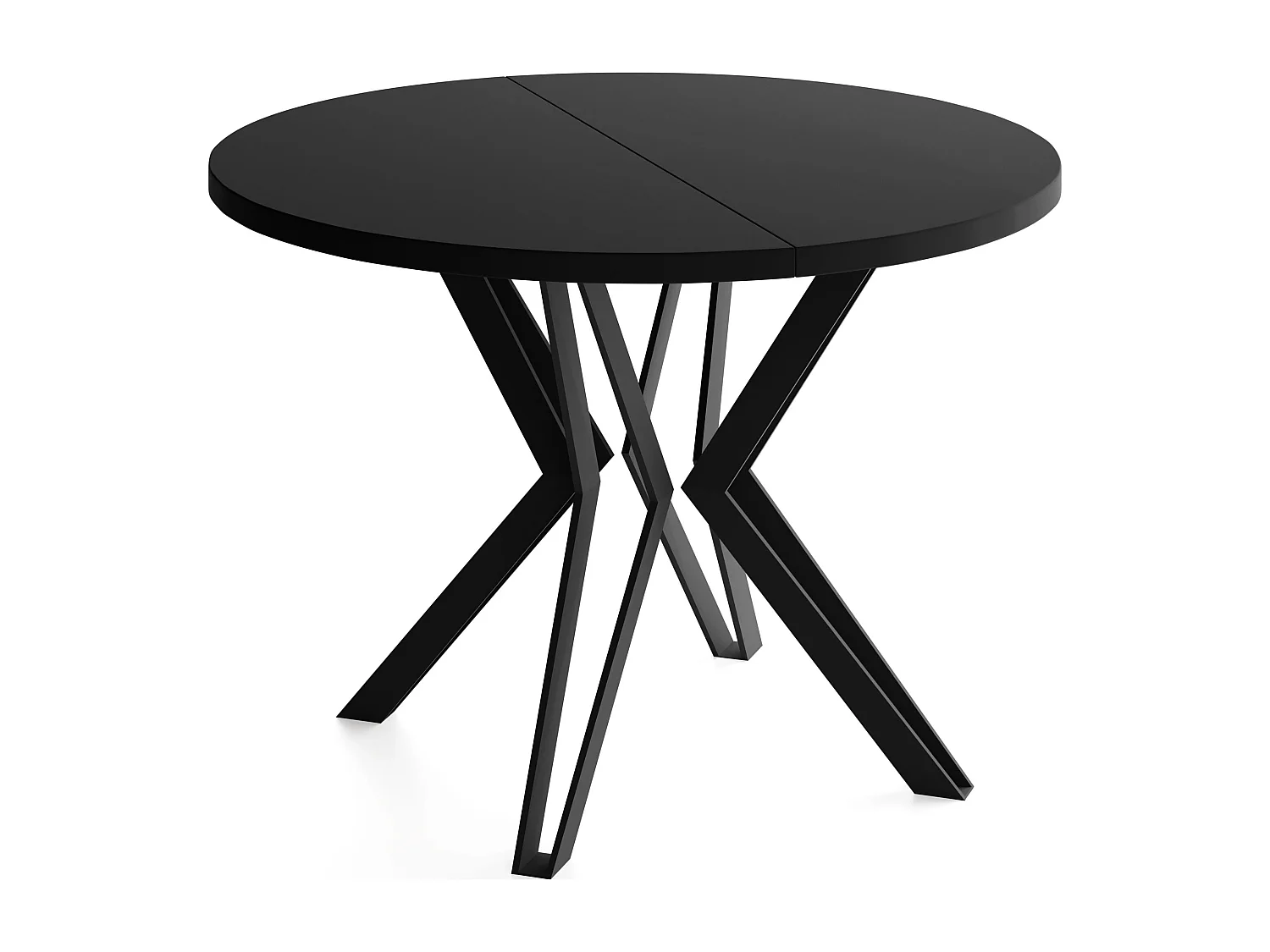 Runder Tisch für das Esszimmer - 100 oder 120 cm Durchmesser - Ausziehbarer Tisch mit Pulverbeschichteten Schwarzen Metallbeinen - 120 cm - Schwarz