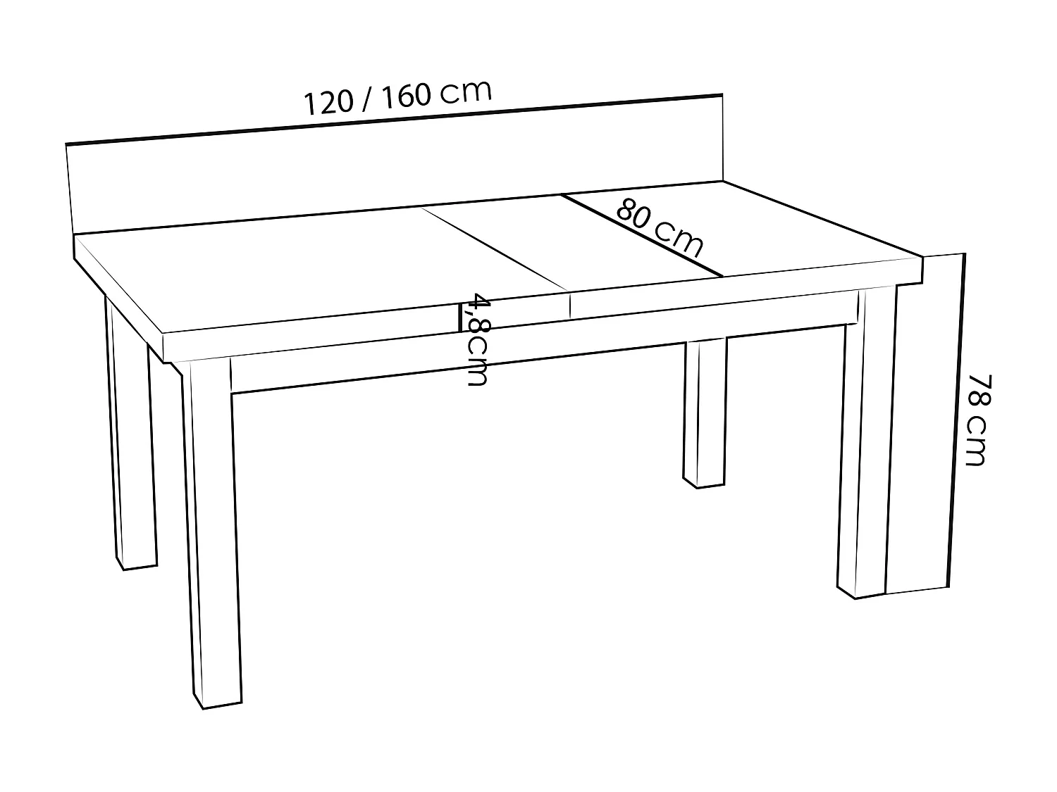 Table à Manger Extensible Rectangulaire Moderne - Gain de Place - Pieds en Bois Noir - Fabriqué en UE - 120 x 80 cm - Arvadonna Chestnut