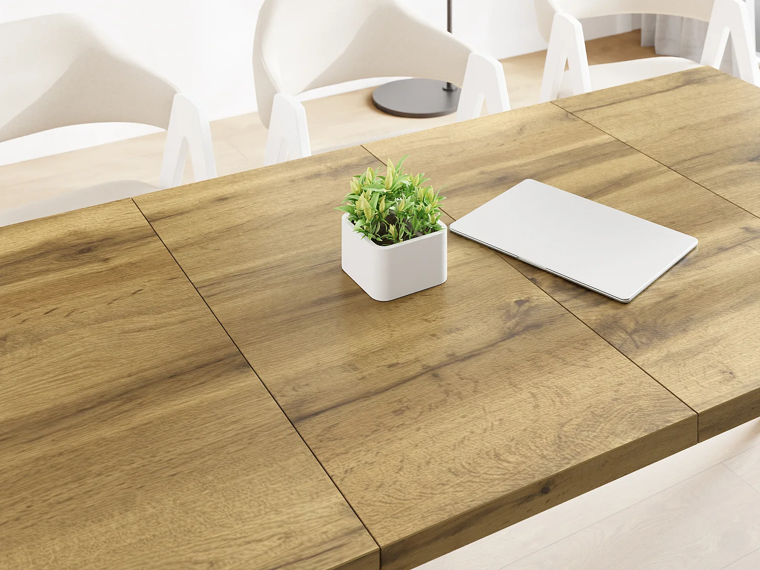 Table à Manger Carrée Extensible Quadro 100-150 cm - Table de Salle à Manger Industrielle avec Pieds Noirs pour 4-6 Personnes - Style Loft - Chêne Wotan