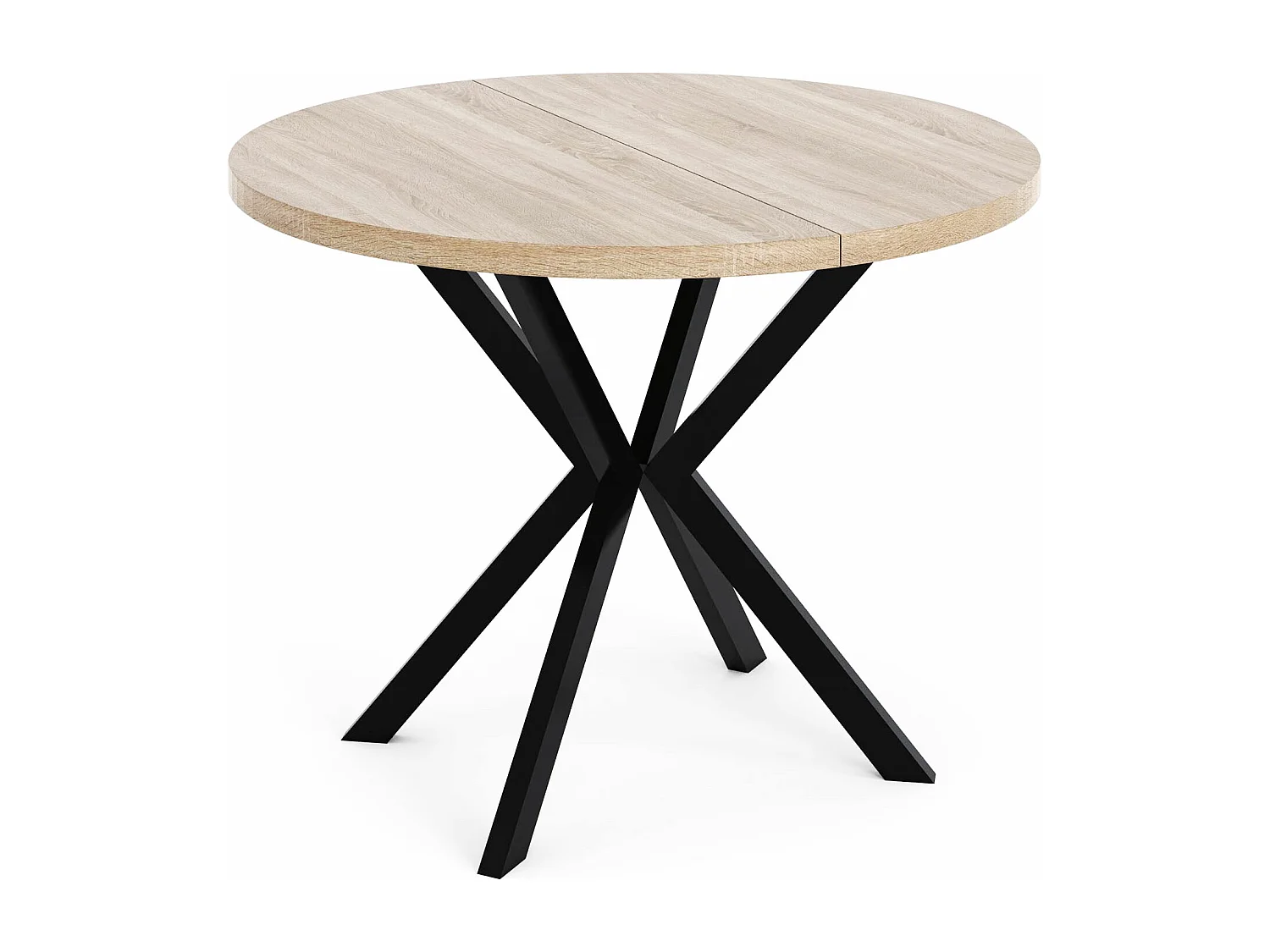 Runder Ausziehbarer Esstisch - Loft Style Tisch mit Metallbeinen - 120 bis 200 cm - Industrieller Tisch für Wohnzimmer - Spacesaver - Sonoma Eiche - 120 cm