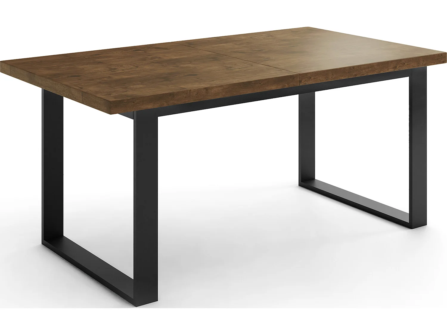 Ausziehbarer Rechteckiger Esstisch im Loft-Stil mit Schwarzen Metallbeinen – Tisch für Wohnzimmer – Ausziehbar von 160 cm auf 240 cm – Made in EU – Lefkas Eiche