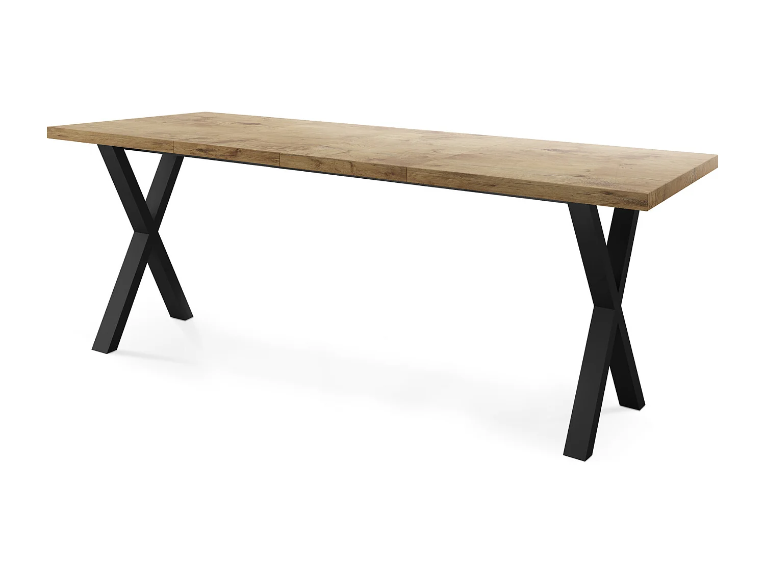 Table de Salle à Manger Rectangulaire Extensible - Grande Table de Style Moderne avec Pieds Métalliques Noirs - 160 à 260 cm - Compacte - Chêne Lancelot