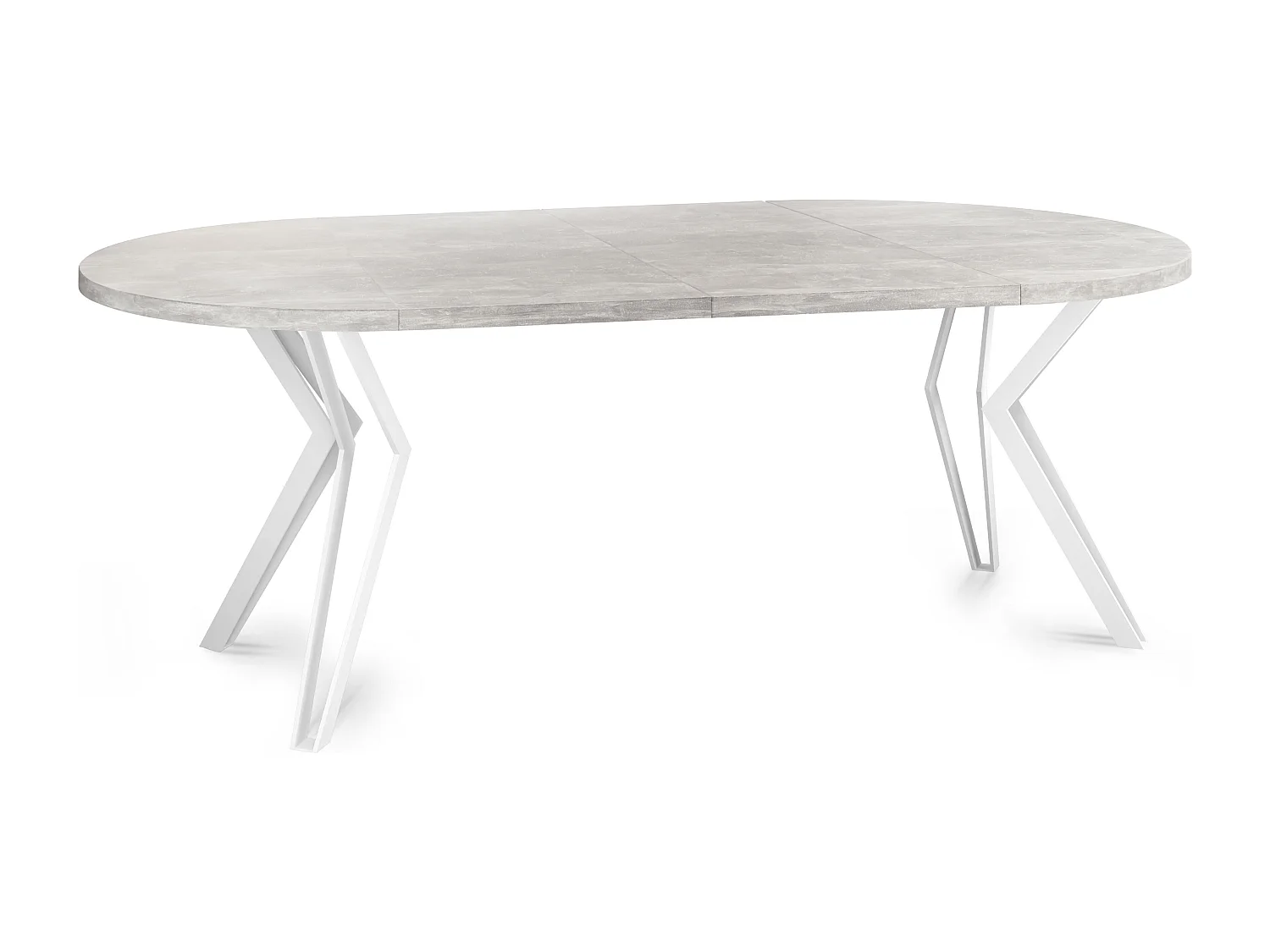 Table Ronde Salle à Manger - 120/196 cm de Diamètre - Table à Rallonges avec Pieds en Métal Blanc - Style Industriel - Compacte - Gris Béton