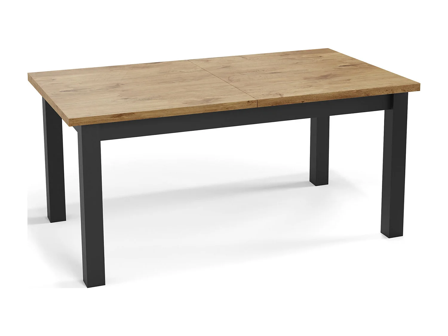 Moderner Rechteckiger Ausziehbarer Esstisch - Platzsparend - Schwarze Holzbeine - 160 bis 200 cm - Hergestellt in EU - 160 x 80 cm - Lancelot Eiche