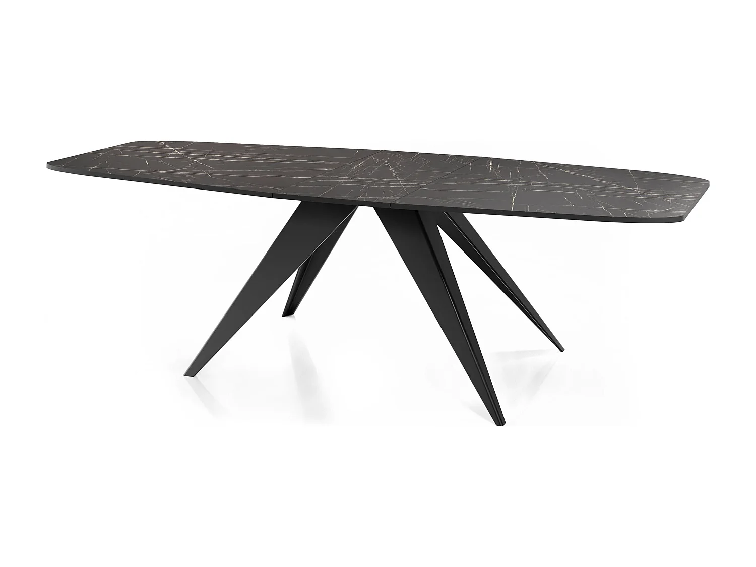 Ausziehbarer Esstisch im Loft-Stil - Industrieller Tisch mit Schwarzen Metallbeinen - Modernes Design für Wohnzimmer 160 cm Ausziehbar auf 200 cm - Marmor Schwarz