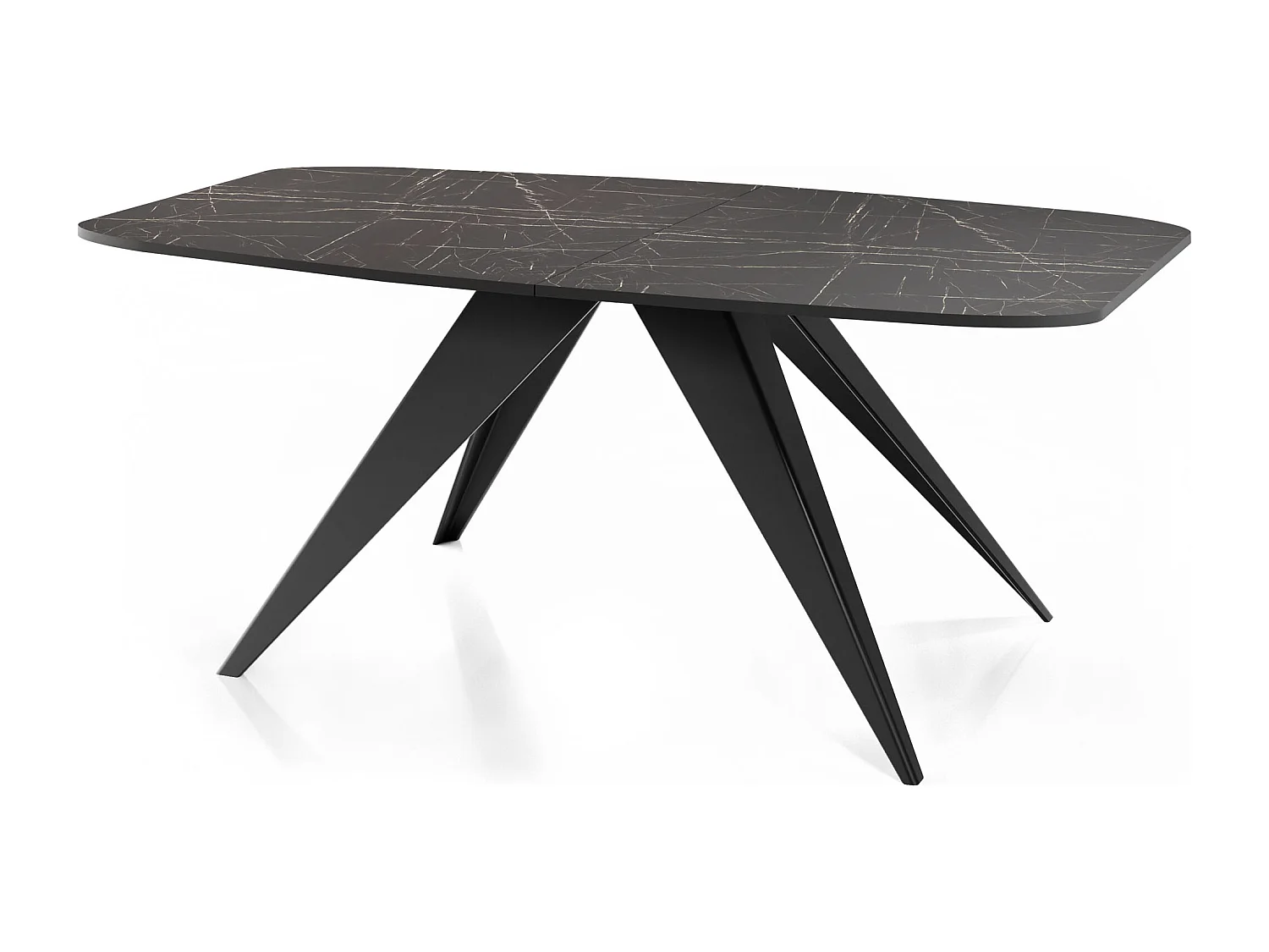 Ausziehbarer Esstisch im Loft-Stil - Industrieller Tisch mit Schwarzen Metallbeinen - Modernes Design für Wohnzimmer 160 cm Ausziehbar auf 200 cm - Marmor Schwarz