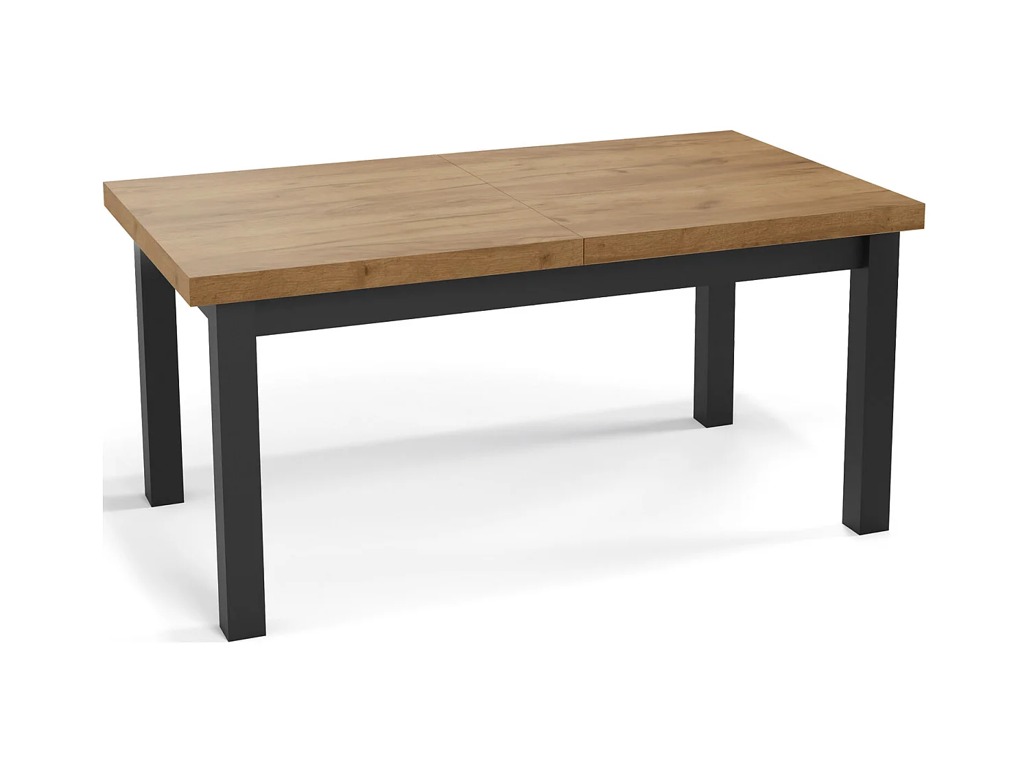 Moderner Rechteckiger Ausziehbarer Esstisch - Platzsparend - Schwarze Holzbeine - 160 bis 210 cm - Hergestellt in EU - 160 x 90 cm - Wotan Eiche