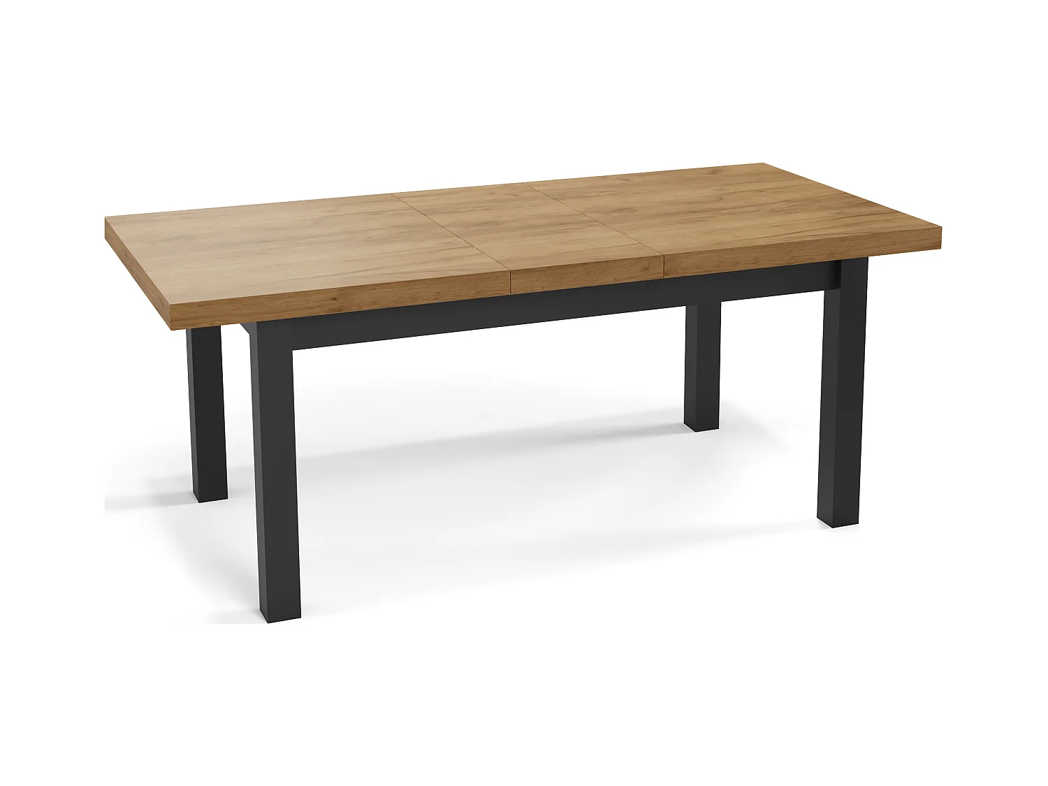 Moderner Rechteckiger Ausziehbarer Esstisch - Platzsparend - Schwarze Holzbeine - 160 bis 210 cm - Hergestellt in EU - 160 x 90 cm - Wotan Eiche