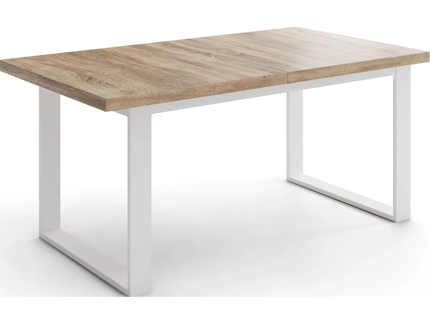 Rechteckiger Loft Esstisch Für Wohnzimmer - Loft Stil Esstisch Mit Weißen Metallfüßen - Ausziehbarer Esstisch von 140 cm bis 180 cm - Made in EU - Sonoma Eiche