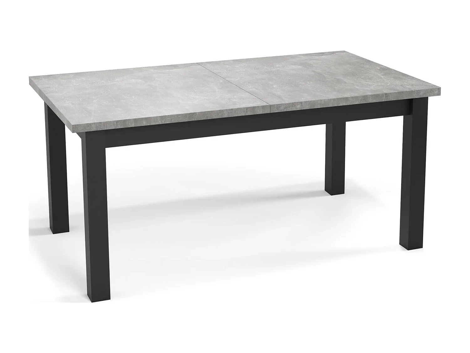 Moderner Rechteckiger Ausziehbarer Esstisch - Platzsparend - Schwarze Holzbeine - 160 bis 240 cm - Hergestellt in EU - 160 x 90 cm - Grau Beton