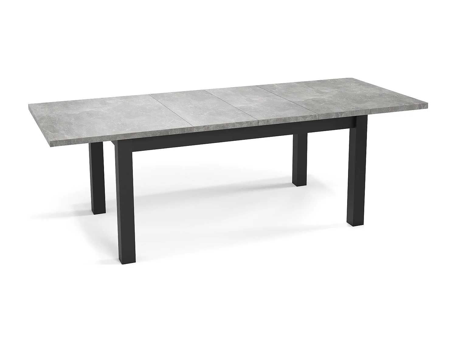 Moderner Rechteckiger Ausziehbarer Esstisch - Platzsparend - Schwarze Holzbeine - 160 bis 240 cm - Hergestellt in EU - 160 x 90 cm - Grau Beton