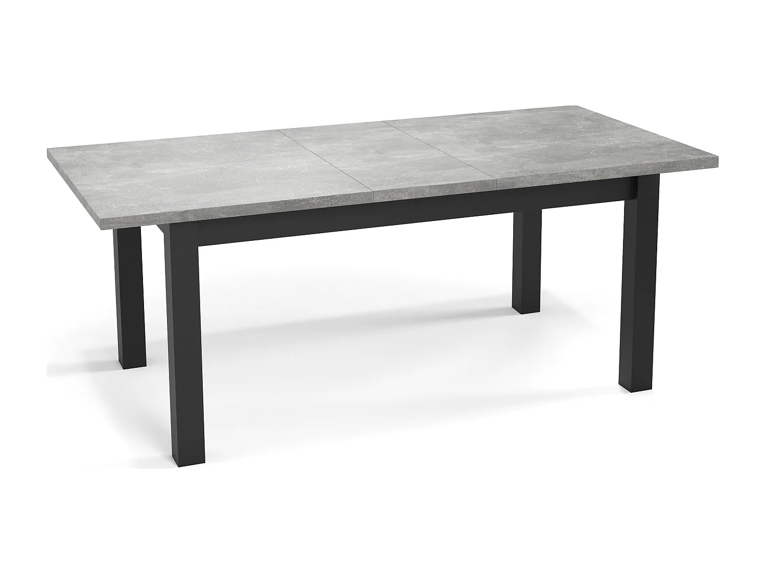 Moderner Rechteckiger Ausziehbarer Esstisch - Platzsparend - Schwarze Holzbeine - 160 bis 240 cm - Hergestellt in EU - 160 x 90 cm - Grau Beton