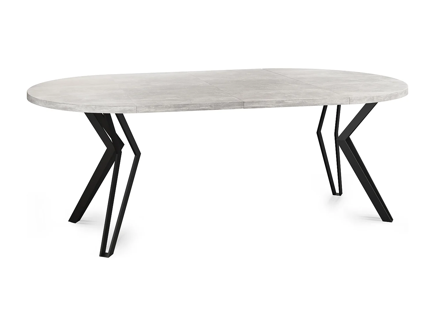 Table Ronde Salle à Manger - 100-176 cm de Diamètre - Table à Rallonges Avec Pieds en Métal Noir - Style Industriel - Compacte - Gris Béton