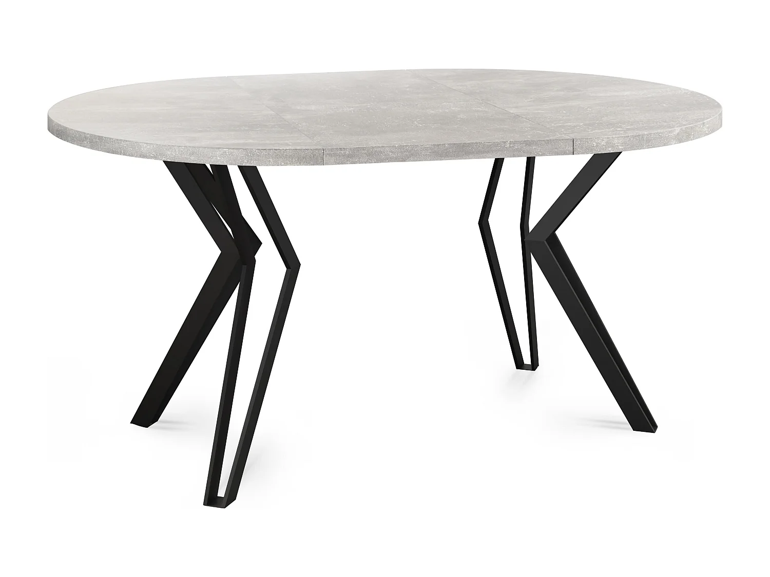 Table Ronde Salle à Manger - 100-176 cm de Diamètre - Table à Rallonges Avec Pieds en Métal Noir - Style Industriel - Compacte - Gris Béton