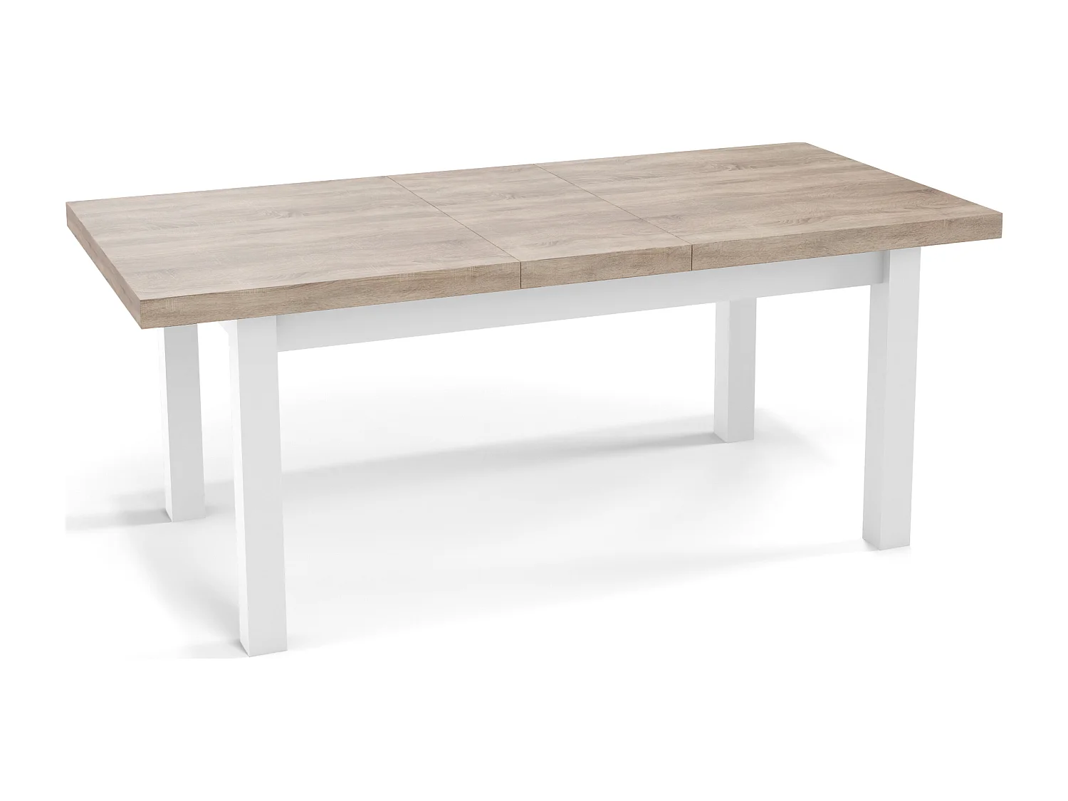 Moderner Rechteckiger Ausziehbarer Esstisch - Platzsparend - Weißen Holzbeine - 160 bis 210 cm - Hergestellt in EU - 160 x 90 cm - Sonoma Eiche