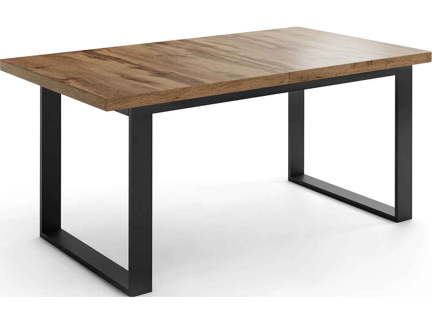 Ausziehbarer Rechteckiger Esstisch im Loft-Stil mit Schwarzen Metallbeinen – Tisch für Wohnzimmer – Ausziehbar von 160 cm auf 240 cm – Made in EU – Wotan Eiche