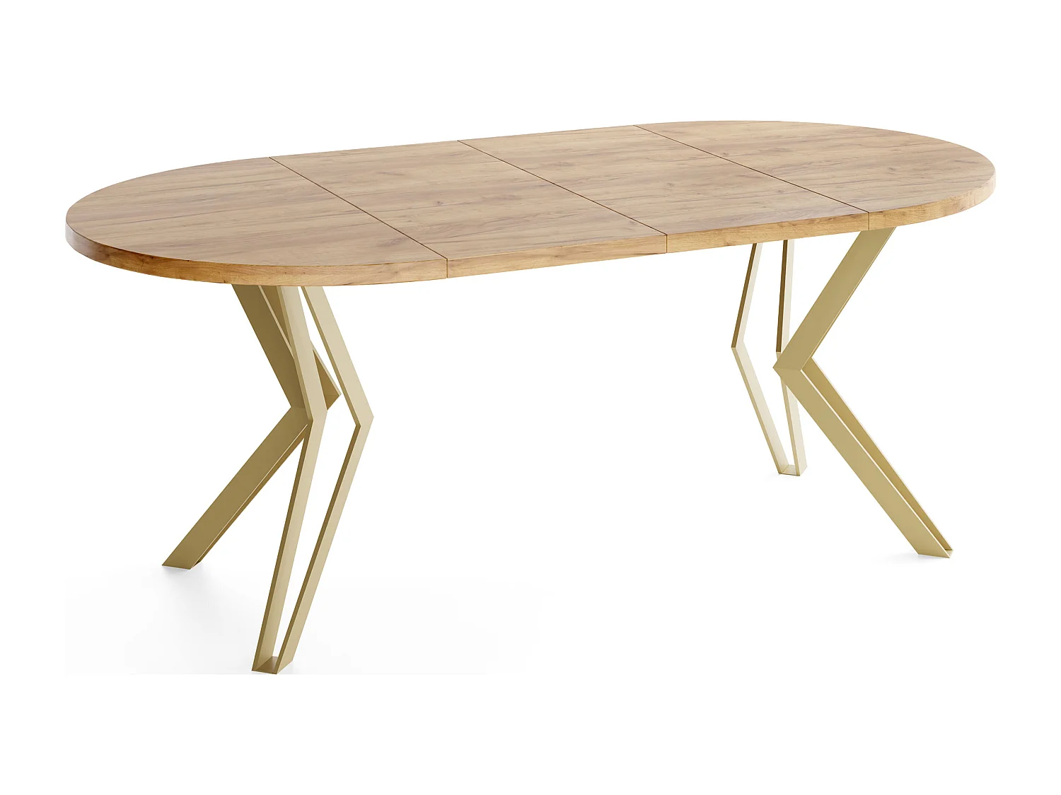 Runder Tisch für das Esszimmer - 100 oder 120 cm Durchmesser - Ausziehbarer Tisch mit Pulverbeschichteten Goldenen Metallbeinen - 120 cm - Craft Eiche