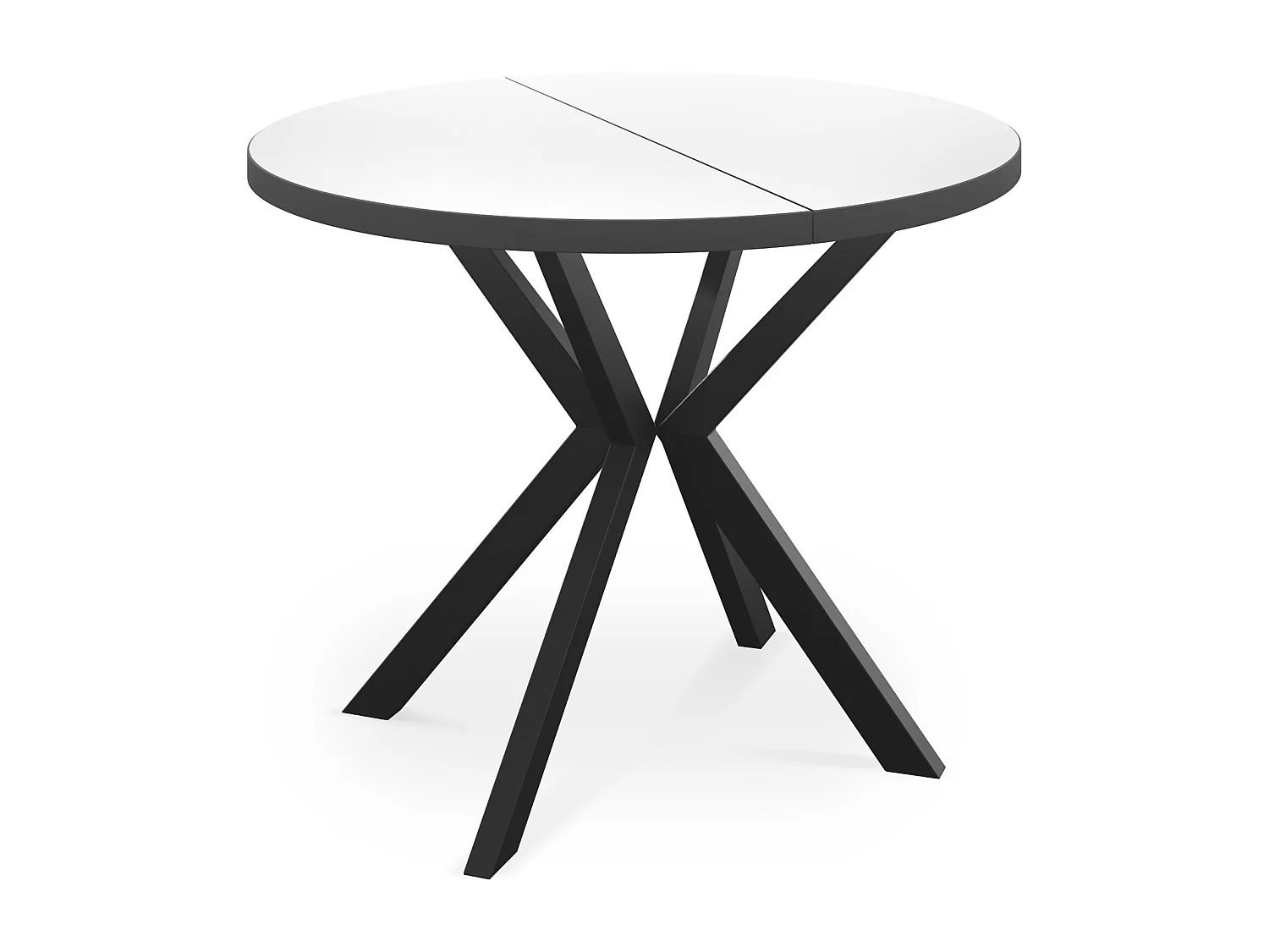 Runder Ausziehbar Tisch für das Esszimmer - Tischrand Schwarzes Dekor - 100 oder 120 cm - Ausziehbarer Tisch mit Schwarzen Metallbeinen - 100 cm - Weiß