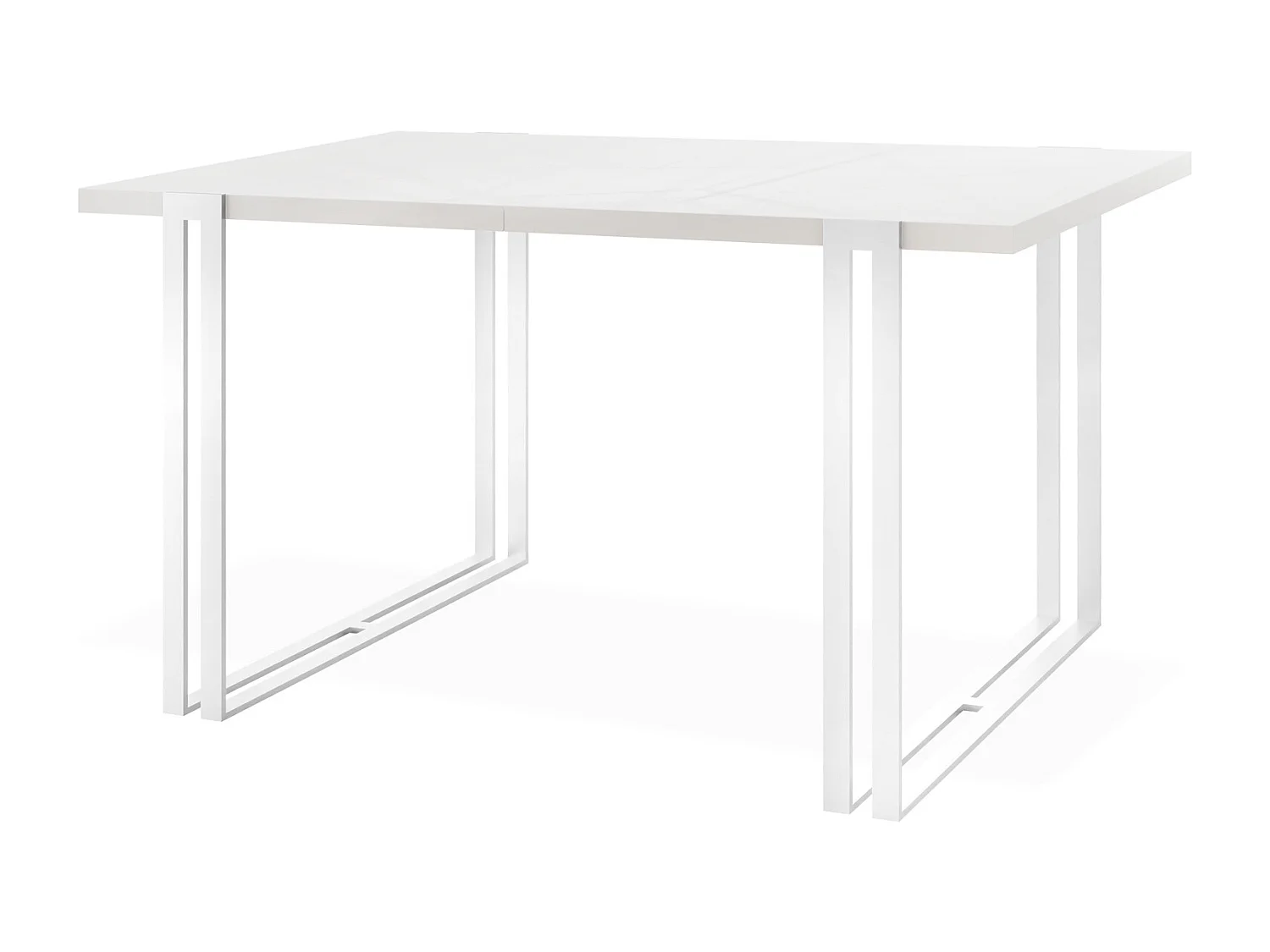 Table à Manger Extensible - Table Style Loft en Métal - Table Style Industriel Pour le Salon - Gain de Place - 120 / 220 cm - Blanc - 120 x 80 cm