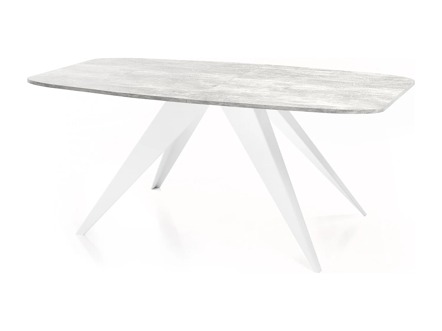 Table à Manger Extensible Style Loft - Table Industrielle avec Pieds Métalliques Blancs - Design Moderne pour Salon - 160 cm extensible à 200 cm - Béton Gris