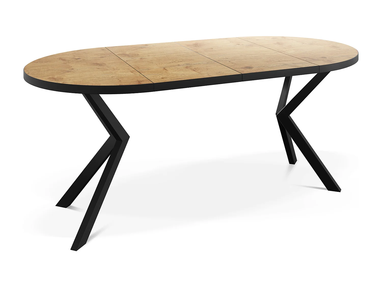 Runder Ausziehbar Tisch für das Esszimmer - Tischrand Schwarzes Dekor - 100 oder 120 cm - Ausziehbarer Tisch mit Schwarzen Metallbeinen - 120 cm - Lancelot Eiche