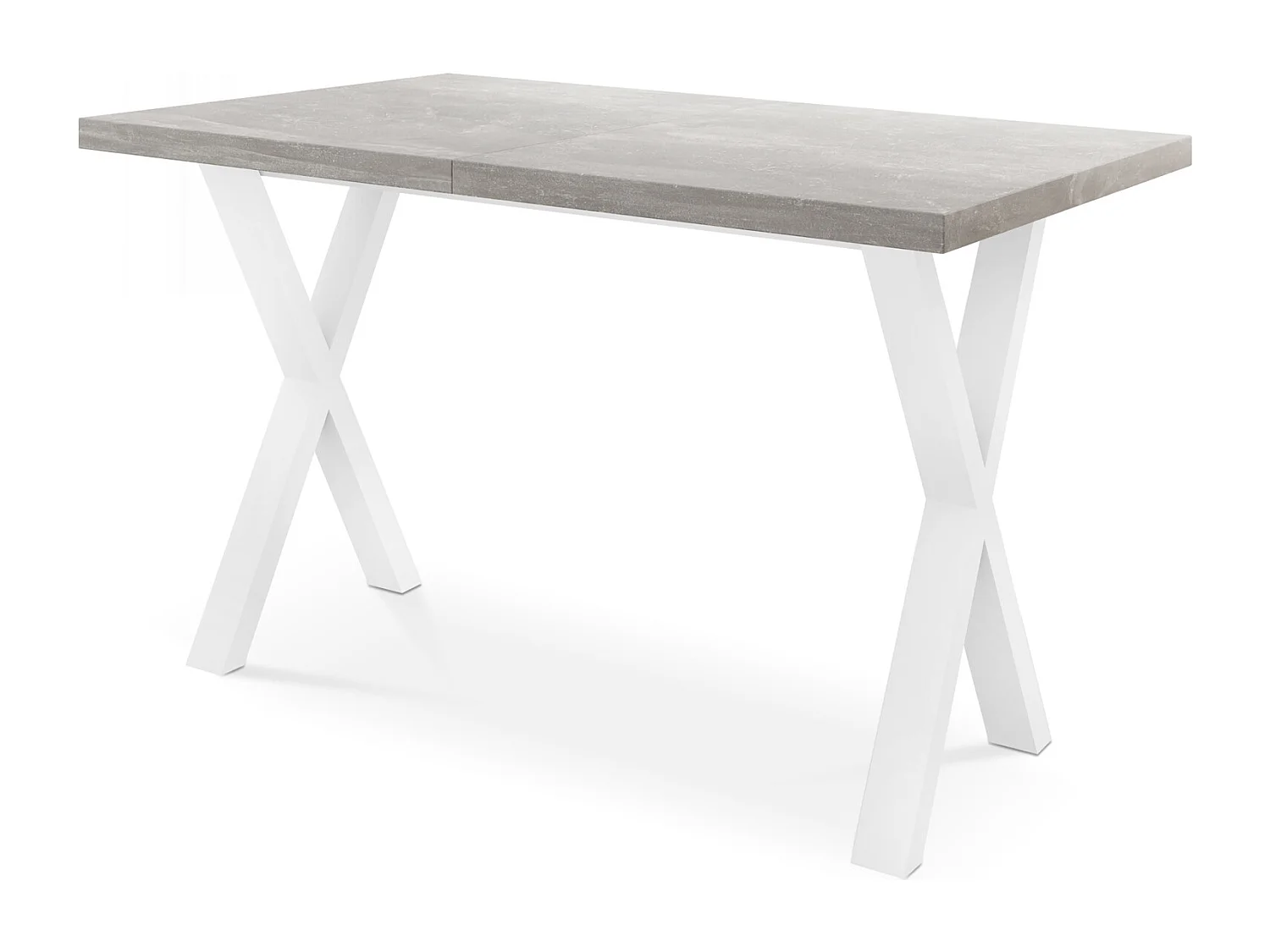 Table de Salle à Manger Rectangulaire Extensible - Grande Table de Style Moderne avec Pieds Métalliques Blanc - 160 à 260 cm - Compacte - Gris Béton