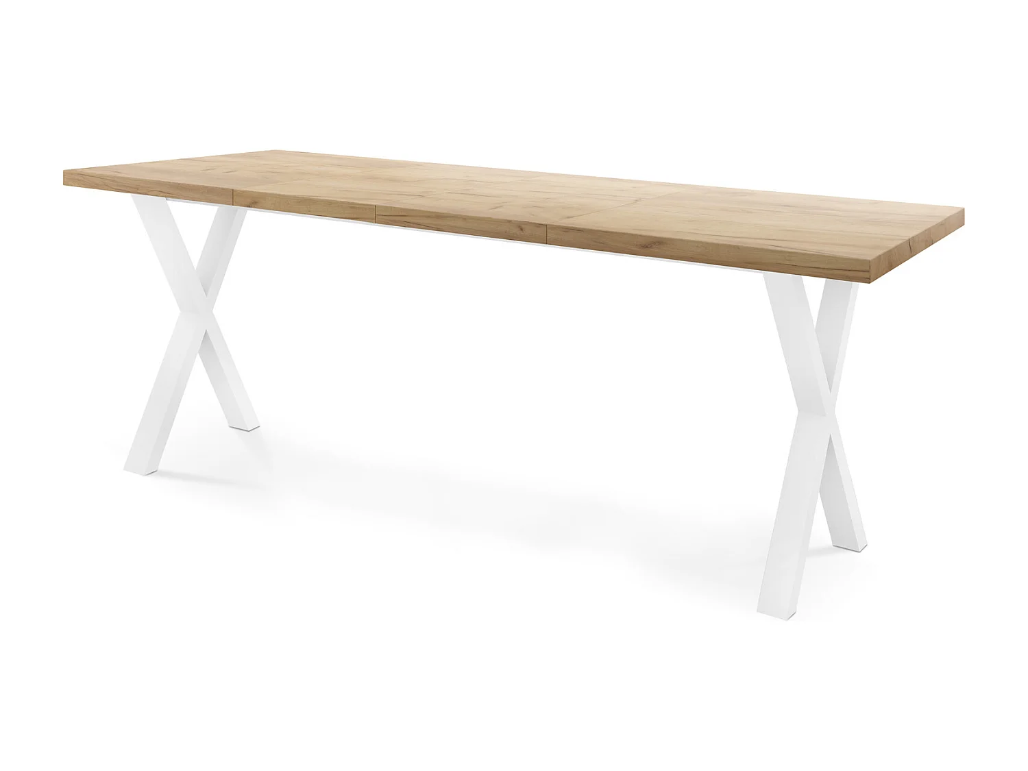 Rechteckiger Ausziehbarer Esstisch - Großer Modern-Stil Tisch mit Weißen Metallbeinen 120 140 160 cm bis 220 240 260 cm - Spacesaver - 160 x 90 cm - Craft Eiche