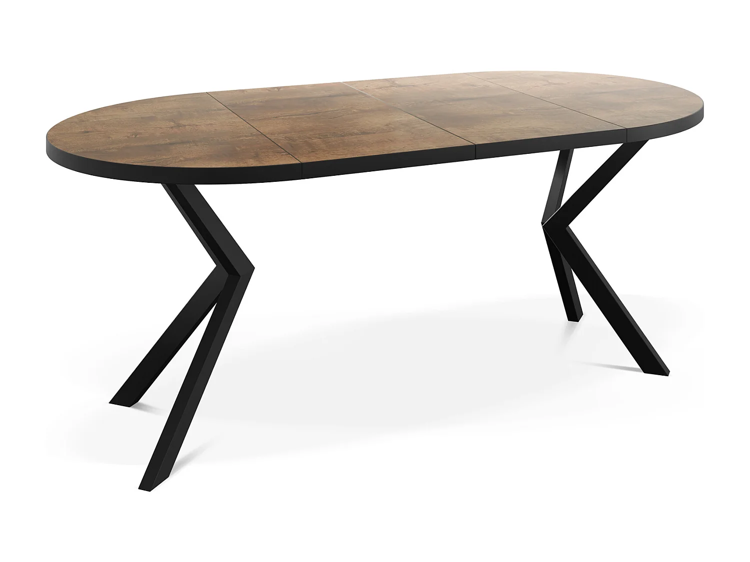 Runder Ausziehbar Tisch für das Esszimmer - Tischrand Schwarzes Dekor - 100 oder 120 cm - Ausziehbarer Tisch mit Schwarzen Metallbeinen - 120 cm - Lefkas Eiche