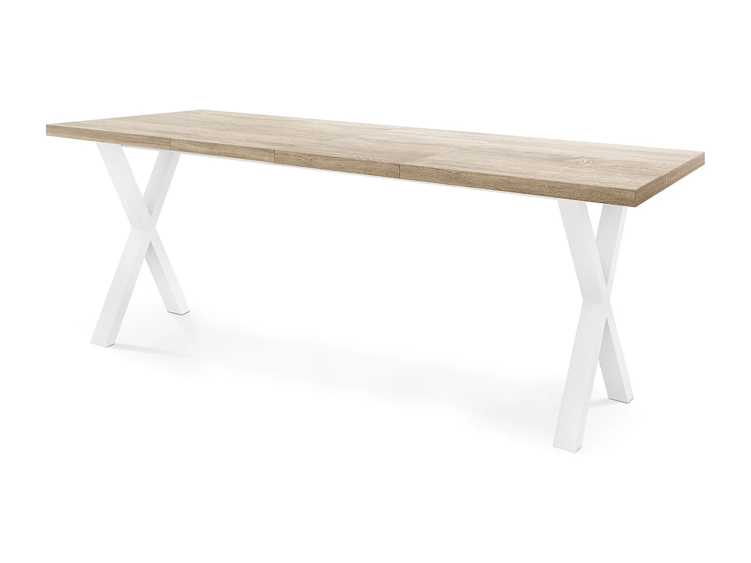 Rechteckiger Ausziehbarer Esstisch - Großer Modern-Stil Tisch mit Weißen Metallbeinen 120 140 160 cm bis 220 240 260 cm - Spacesaver - 140 x 80 cm - Sonoma Eiche