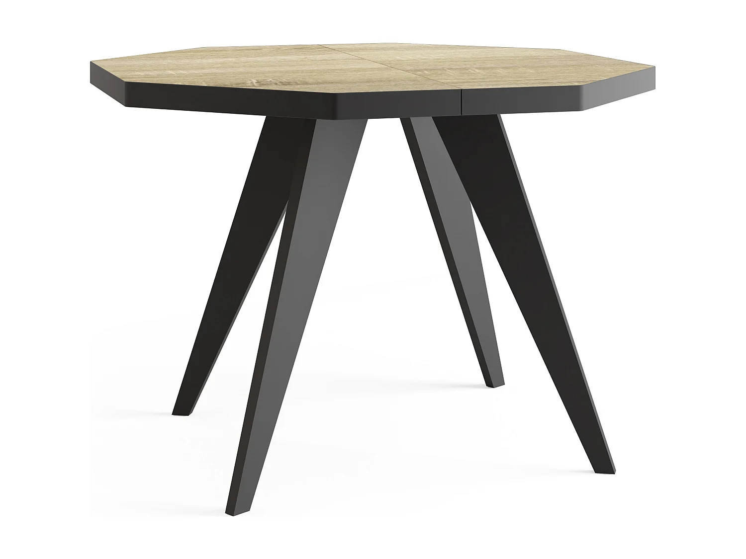 Table à Manger Extensible Moderne avec Pieds Noirs - Plateau en Panneau Stratifié, Style Loft - Chêne Sonoma - 100/200