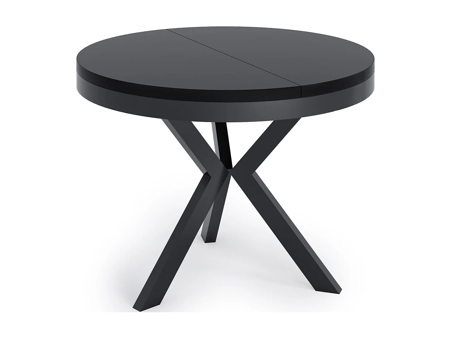 Runder Ausziehbarer Esstisch im Loft-Stil - Industrieller Tisch mit schwarzen Metallbeinen - Platzsparender Tisch für Wohnzimmer - Schwarz - 100 bis 140 cm