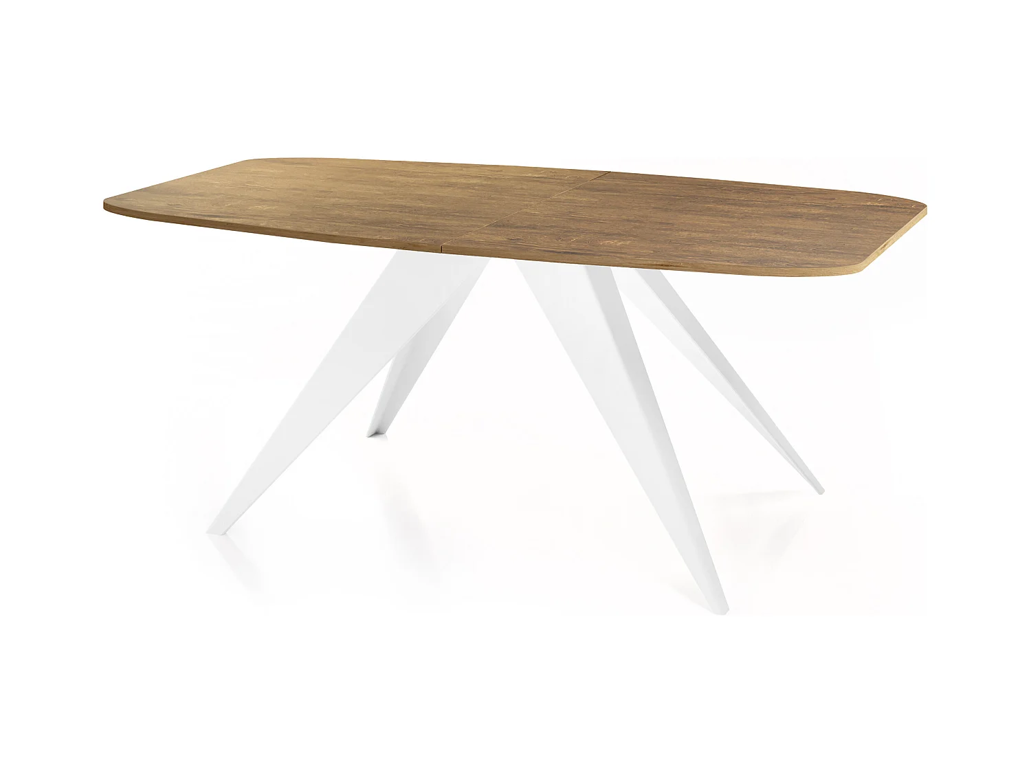 Ausziehbarer Esstisch im Loft-Stil - Industrieller Tisch mit Weißen Metallbeinen - Modernes Design für Wohnzimmer - 180 cm Ausziehbar auf 220 cm - Lefkas Eiche