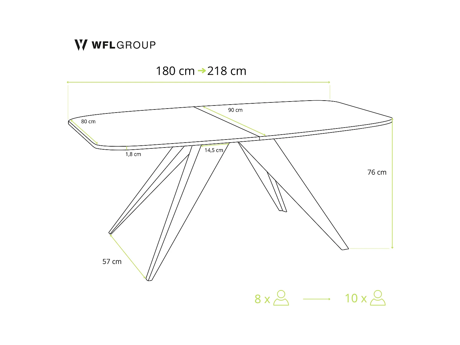 Ausziehbarer Esstisch im Loft-Stil - Industrieller Tisch mit Weißen Metallbeinen - Modernes Design für Wohnzimmer - 180 cm Ausziehbar auf 220 cm - Lefkas Eiche