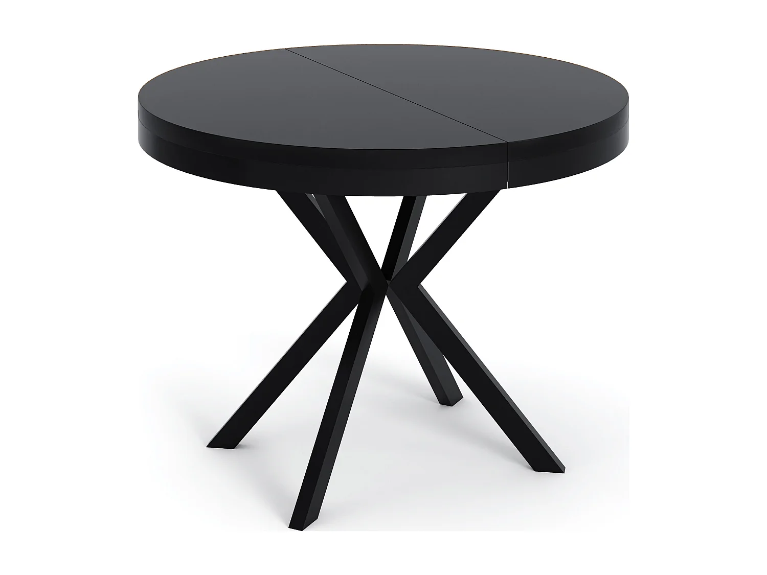 Runder Ausziehbarer Esstisch - Loft Style Tisch mit Metallbeinen - 90 bis 170 cm - Industrieller Tisch für Wohnzimmer - Kompakt - 90 cm - Schwarz