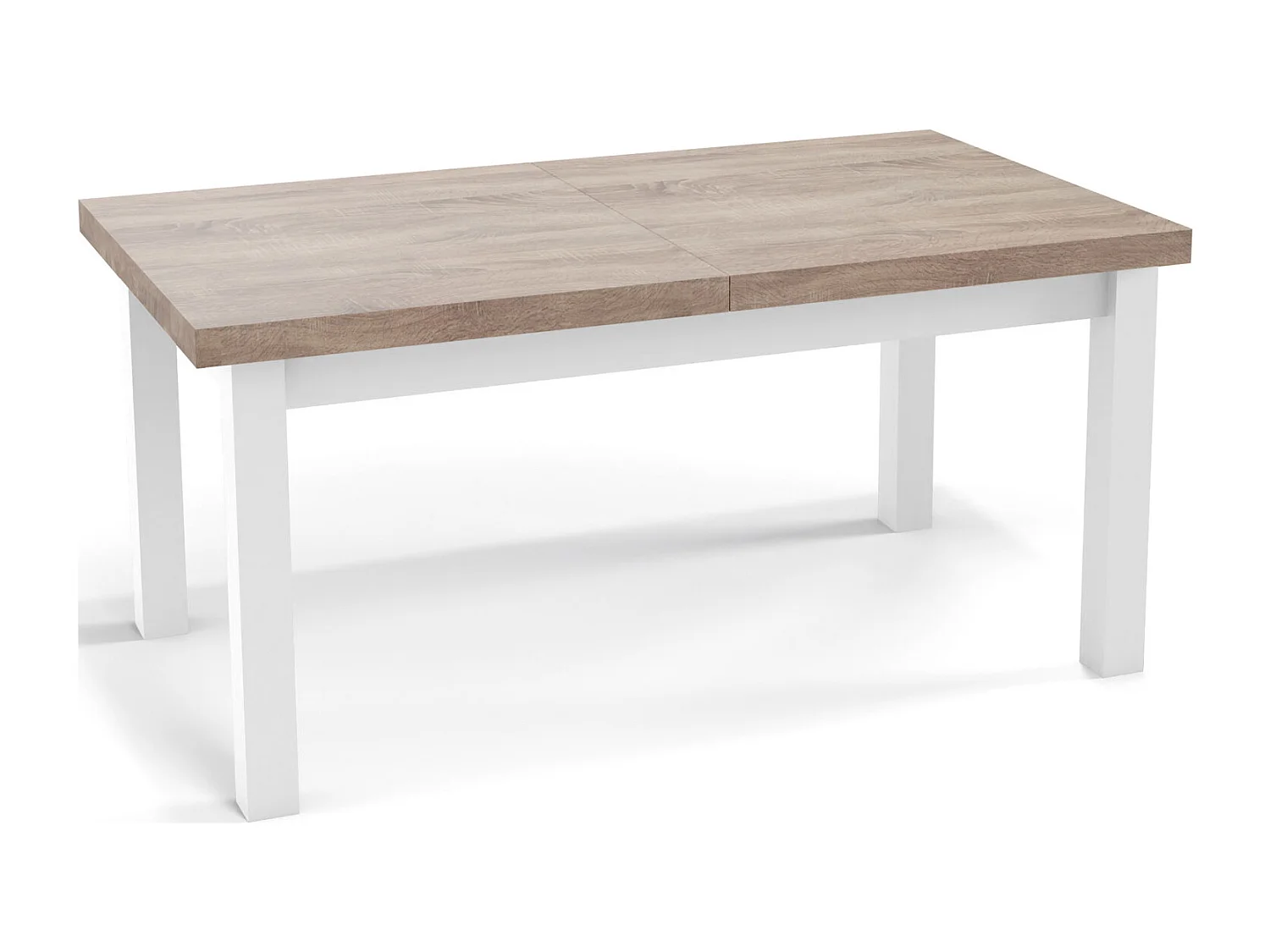 Moderner Rechteckiger Ausziehbarer Esstisch - Platzsparend - Weißen Holzbeine - 200 bis 300 cm - Hergestellt in EU - 200 x 100 cm - Sonoma Eiche