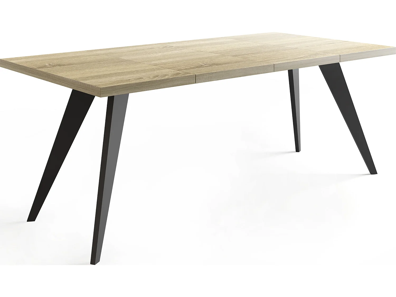 Quadratischer Ausziehbarer Esstisch Quadro 100-200 cm - Industrial Esszimmertisch mit Schwarzen Holzbeinen für 4-8 Personen - Loft-Stil Küchentisch - Sonoma Eiche