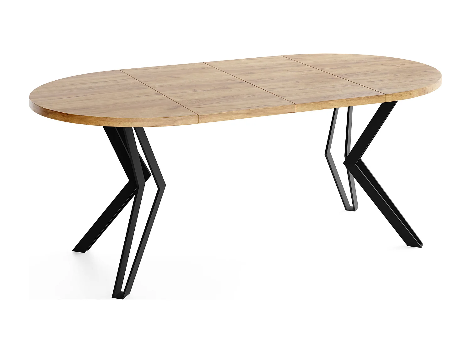 Runder Tisch für das Esszimmer - 100 oder 120 cm Durchmesser - Ausziehbarer Tisch mit Pulverbeschichteten Schwarzen Metallbeinen - 100 cm - Craft Eiche