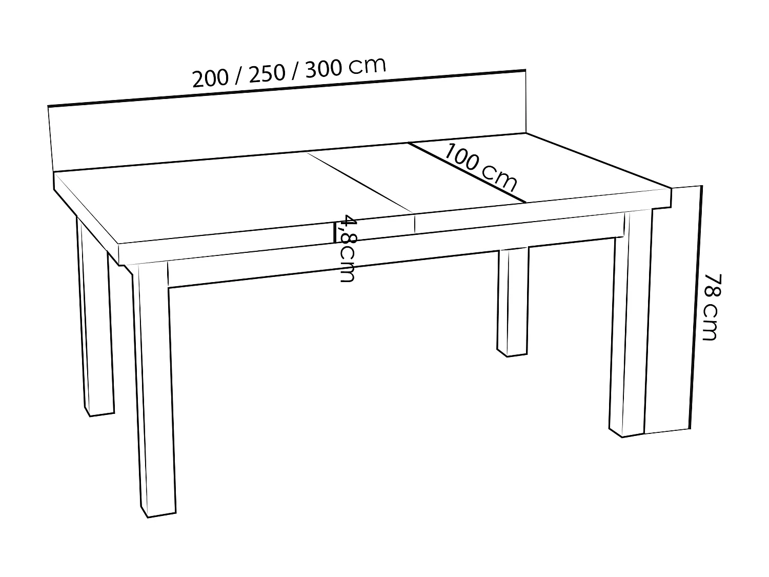 Table à Manger Extensible Rectangulaire Moderne - Gain de Place - Pieds en Bois Noir - Fabriqué en UE - 200 x 100 cm - Arvadonna Chestnut