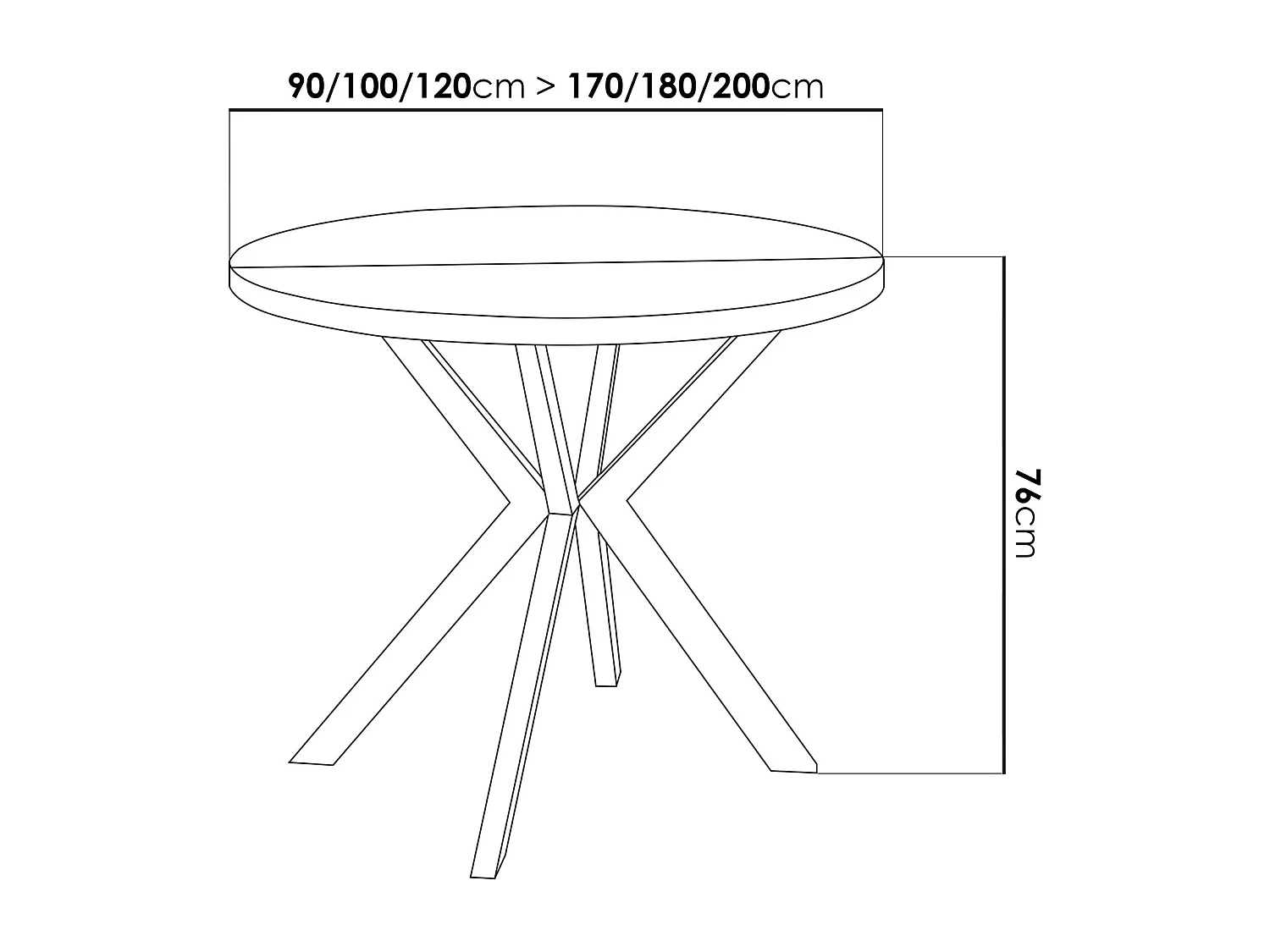 Table à Manger Extensible Ronde - Table Style Loft Avec Blanc Pieds en Métal - 100 à 180 cm - Table Ronde Style Industriel Pour le Salon - Noir - 100 cm