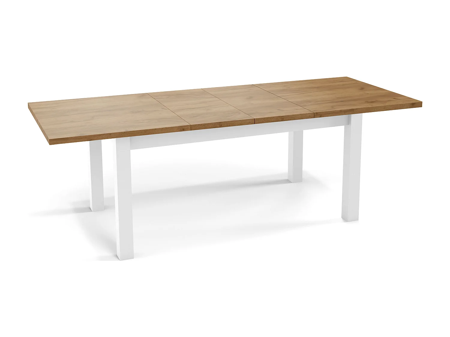 Moderner Rechteckiger Ausziehbarer Esstisch - Platzsparend - Weiße Holzbeine - 160 bis 240 cm - Hergestellt in EU - 160 x 90 cm - Wotan Eiche