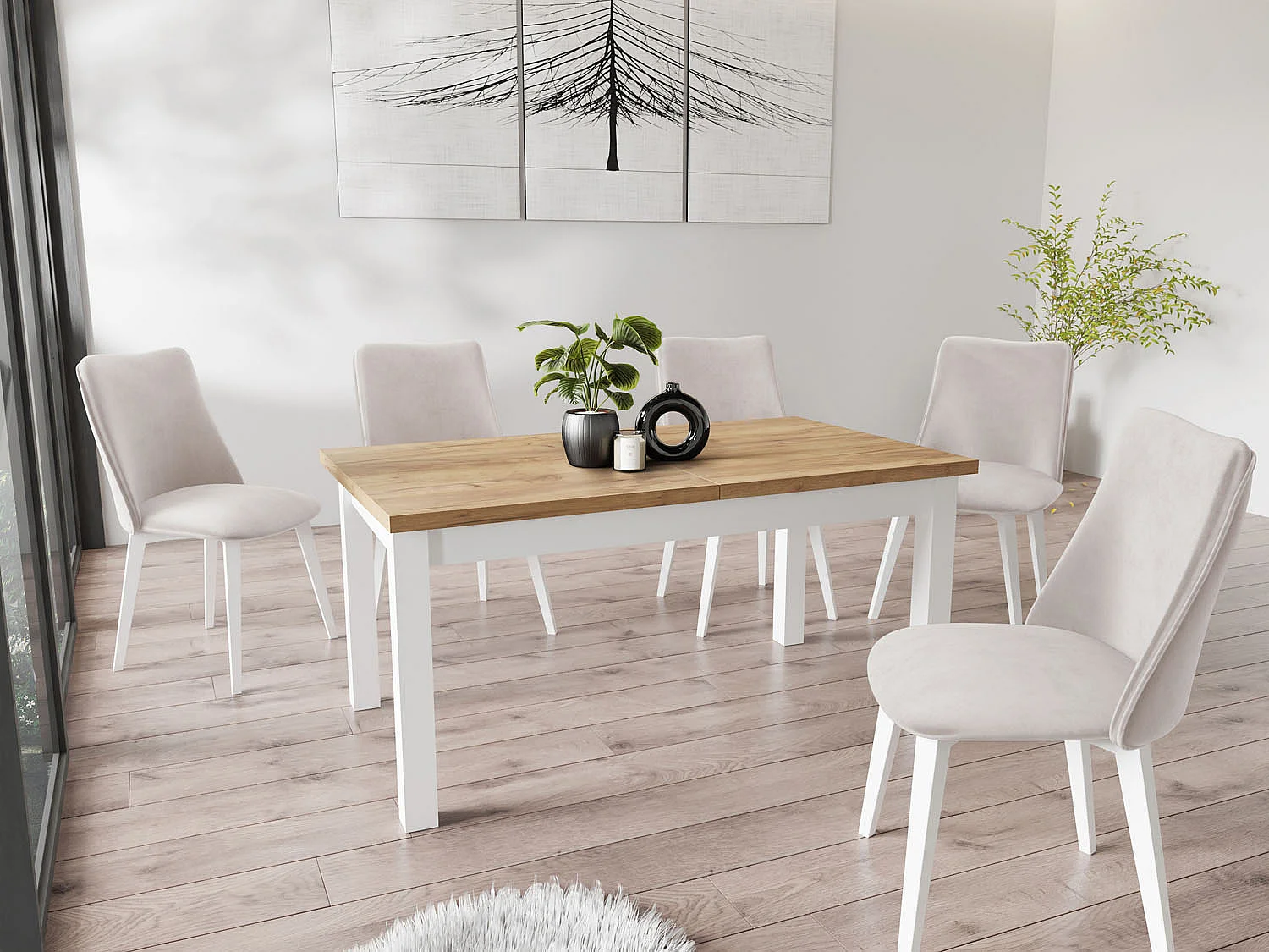 Table à Manger Extensible Rectangulaire Moderne - Gain de Place - Pieds en Bois Noir - 100 à 200 cm - Fabriqué en UE - 160 x 90 cm - Chêne Wotan