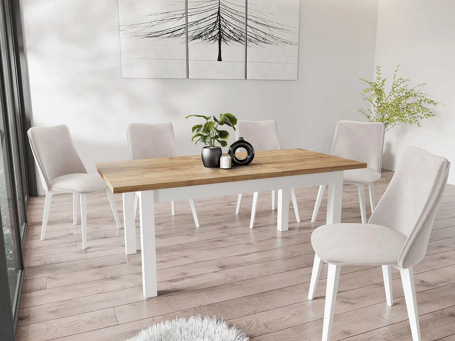 Table à Manger Extensible Rectangulaire Moderne - Gain de Place - Pieds en Bois Noir - 100 à 200 cm - Fabriqué en UE - 160 x 90 cm - Chêne Wotan