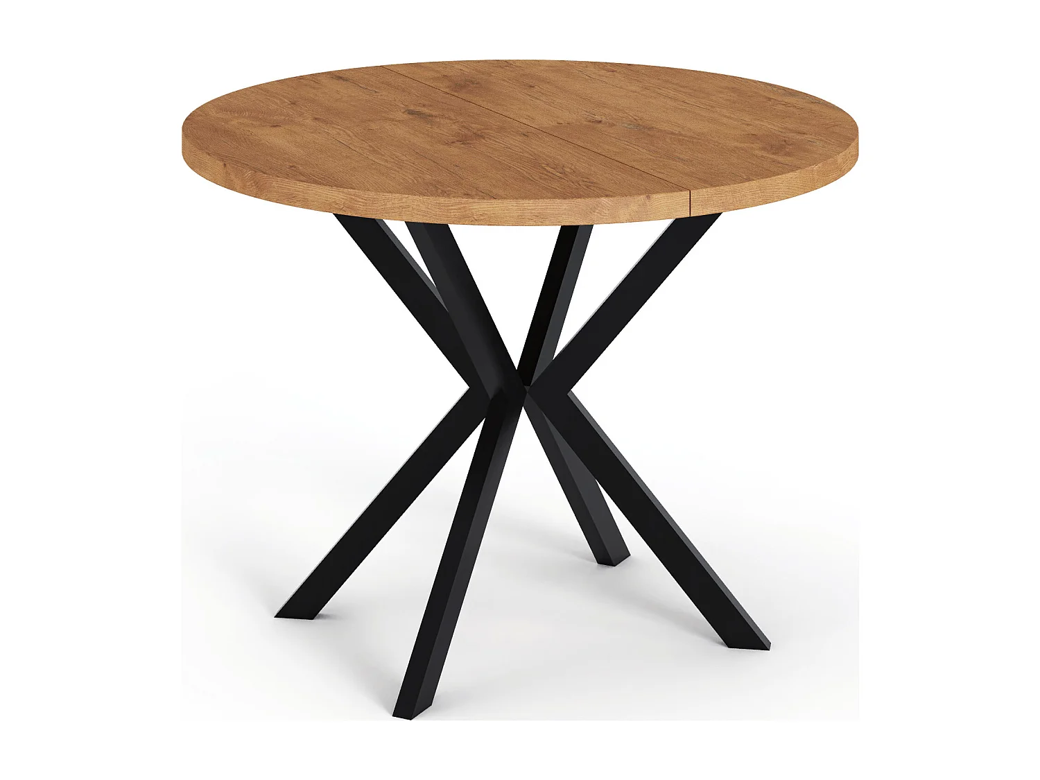 Runder Ausziehbarer Esstisch - Loft Style Tisch mit Metallbeinen - 120 bis 200 cm - Industrieller Tisch für Wohnzimmer - Spacesaver - Lancelot Eiche - 120 cm