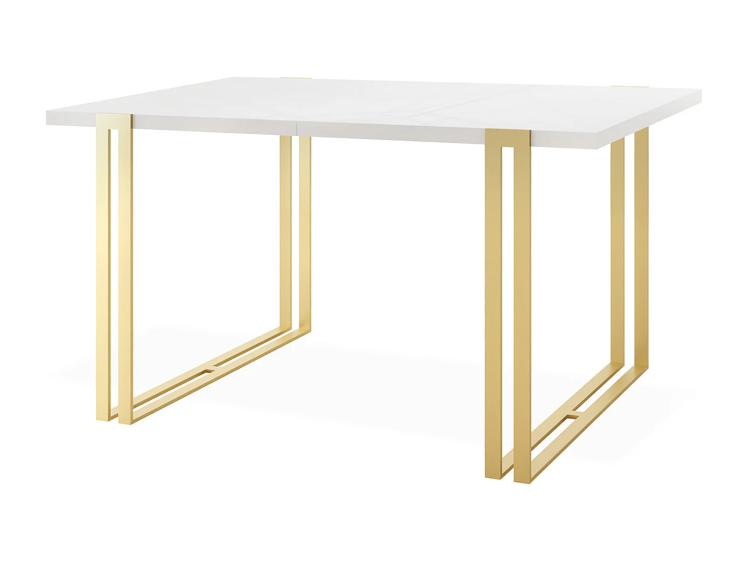 Ausziehbarer Esstisch - Großer Tisch im Loft-Stil mit Golden Metallbeinen 140 bis 240 cm - Industrietisch für das Wohnzimmer - Weiß - 140 x 80 cm