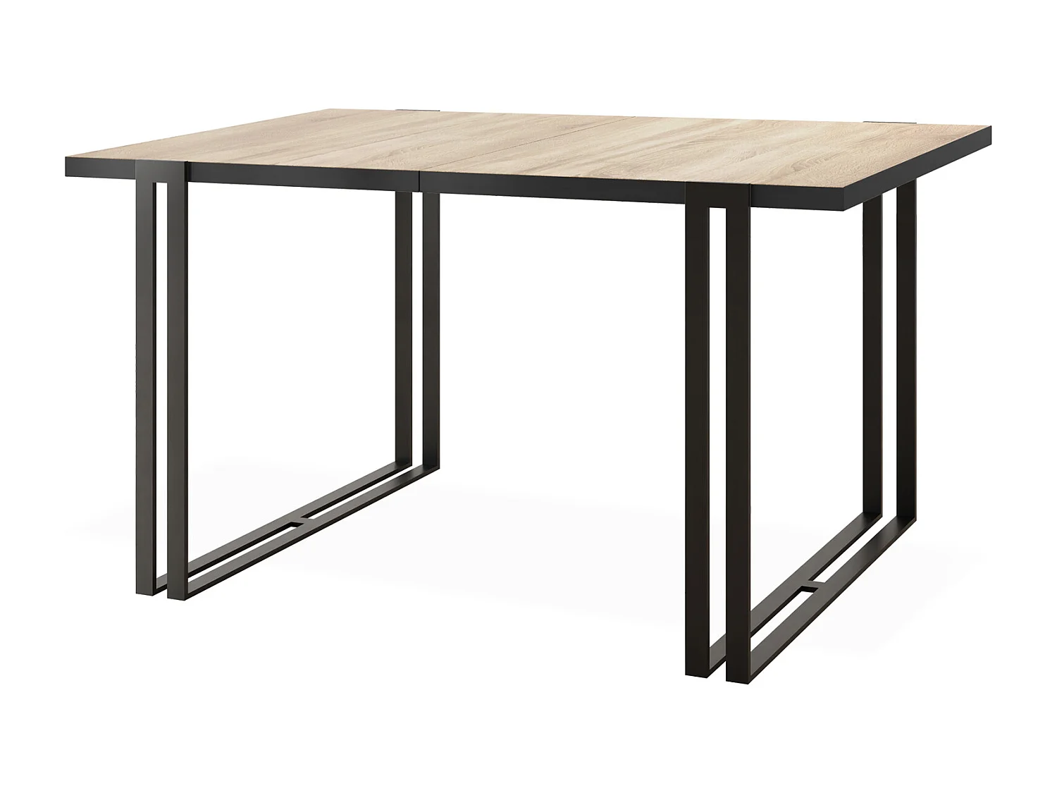 Ausziehbarer Esstisch mit Tischrand schwarzes Dekor - Großer Tisch im Loft-Stil mit Schwarzen Metallbeinen 120 bis 220 cm -120 x 80 cm - Sonoma Eiche