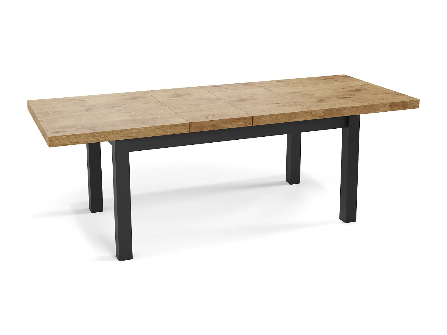 Moderner Rechteckiger Ausziehbarer Esstisch - Platzsparend - Schwarze Holzbeine - 200 bis 300 cm - Hergestellt in EU - 200 x 100 cm - Lancelot Eiche