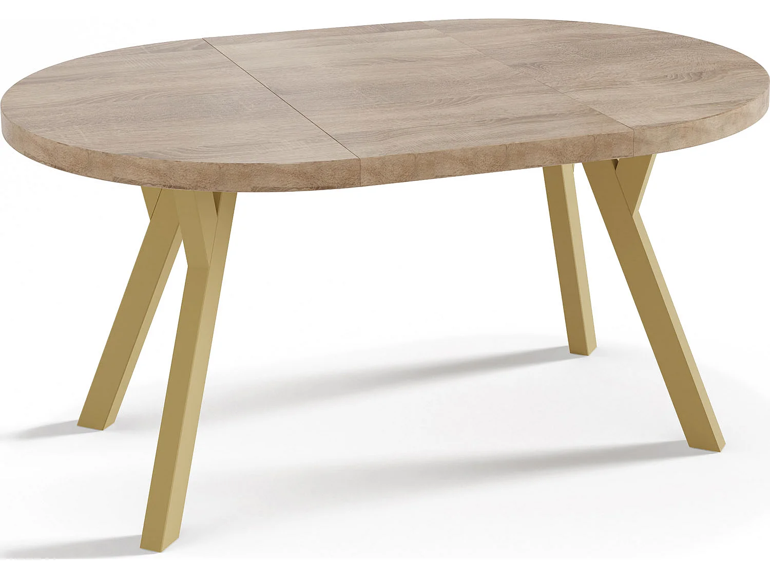 Designer Runder Ausziehbarer Esstisch - Loft-Stil, Platzsparend - Goldene Beine - 100 bis 200 cm - für 6-8 Personen - Hergestellt in EU - Sonoma Eiche - 200 cm